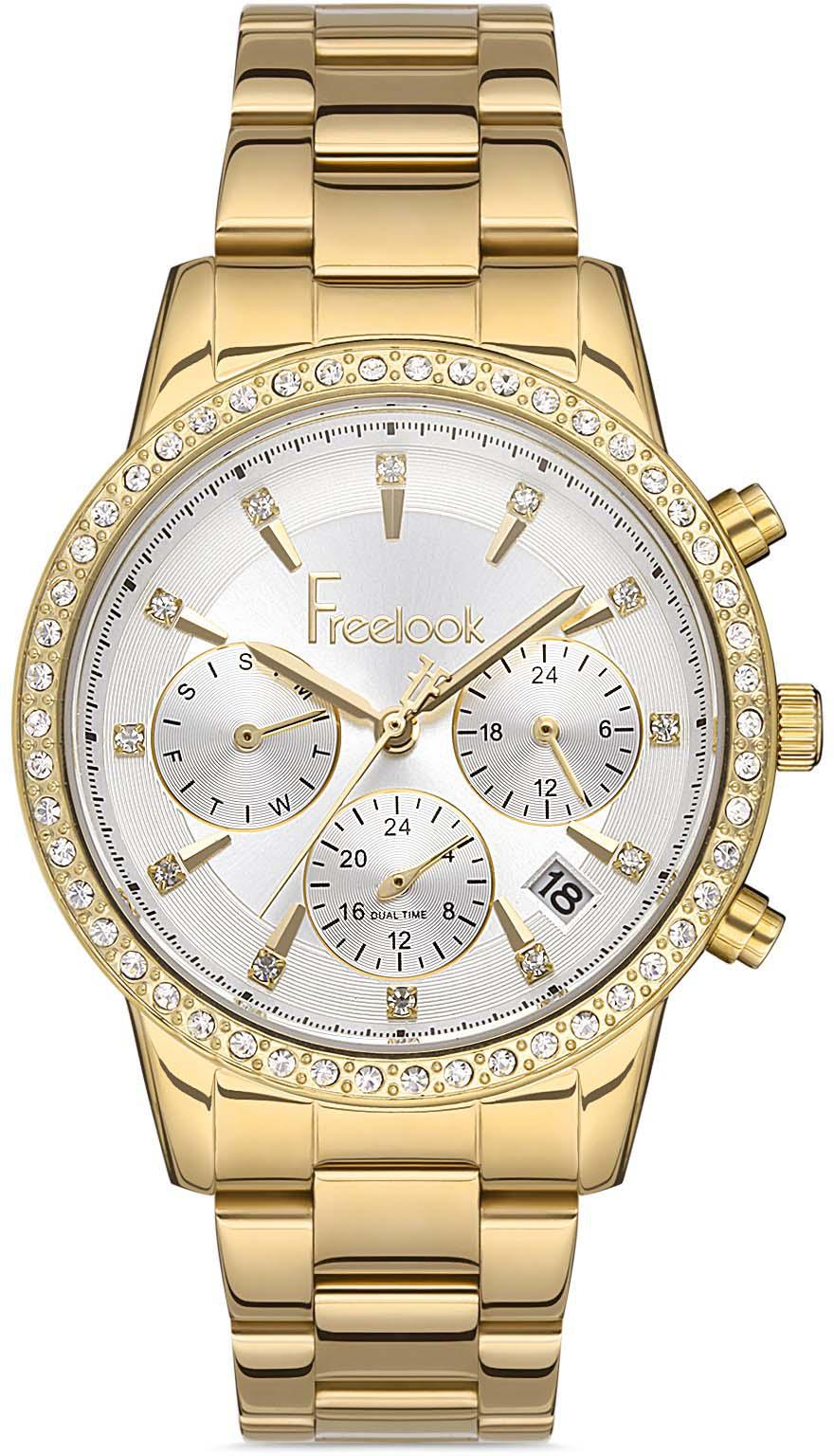 Freelook FL.1.10291.4 Takvimli 38 mm Altın Çelik Kordon Analog Kadın Kol Saati