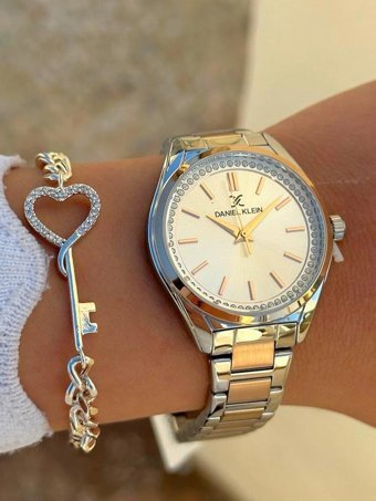 Daniel Klein DK.FT.1.339 31-35 mm Altın-Gri Çelik Kordon Analog Kadın Kol Saati
