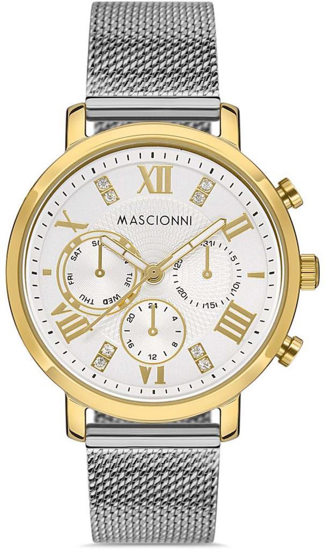 Mascionni M.1.1995M.02 Takvimli 38 mm Gri Çelik Kordon Analog Kadın Kol Saati