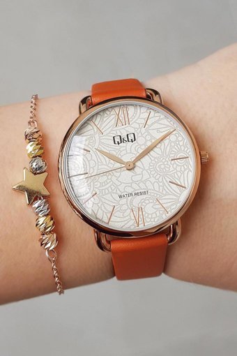 Q&Q 35 mm Taba Deri Kordon Analog Kadın Kol Saati