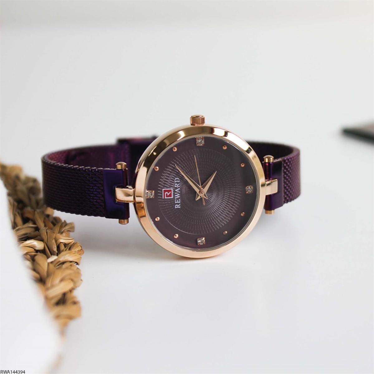 Reward RWA144394 35 mm Mor Çelik Kordon Analog Kadın Kol Saati