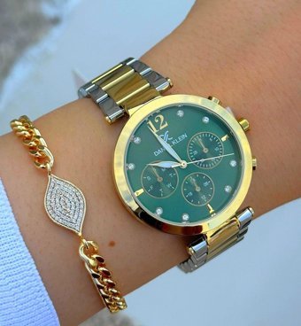 Daniel Klein DK.FT.1.110 31-35 mm Altın-Gri Çelik Kordon Analog Kadın Kol Saati