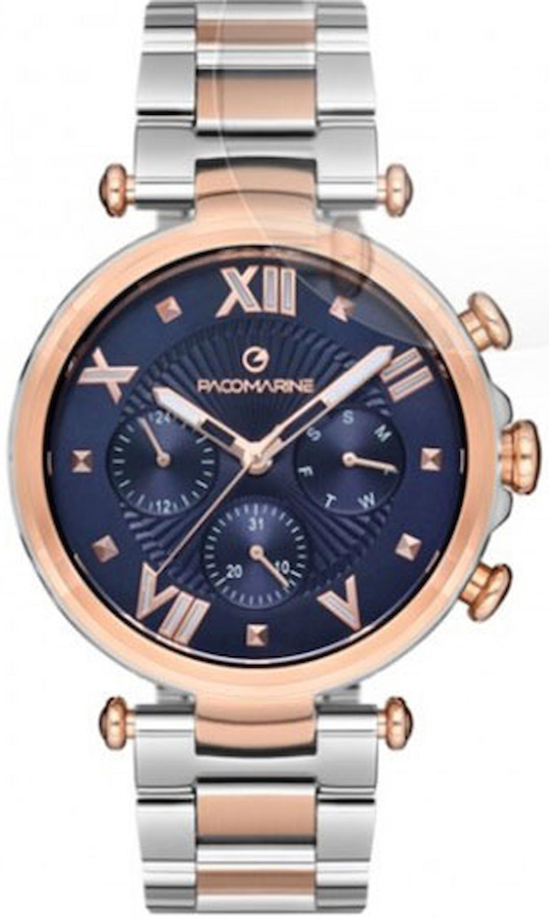 Pacomarine PM.51302.06 40 mm Gri-Rose Gold Metal Kordon Analog Kadın Kol Saati
