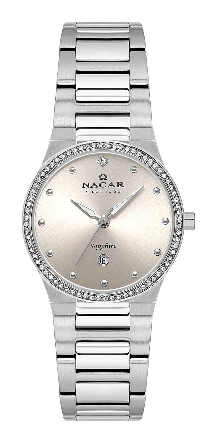 Nacar NC34-39B647-AGMS Takvimli 30 mm Gri Metal Kordon Analog Kadın Kol Saati