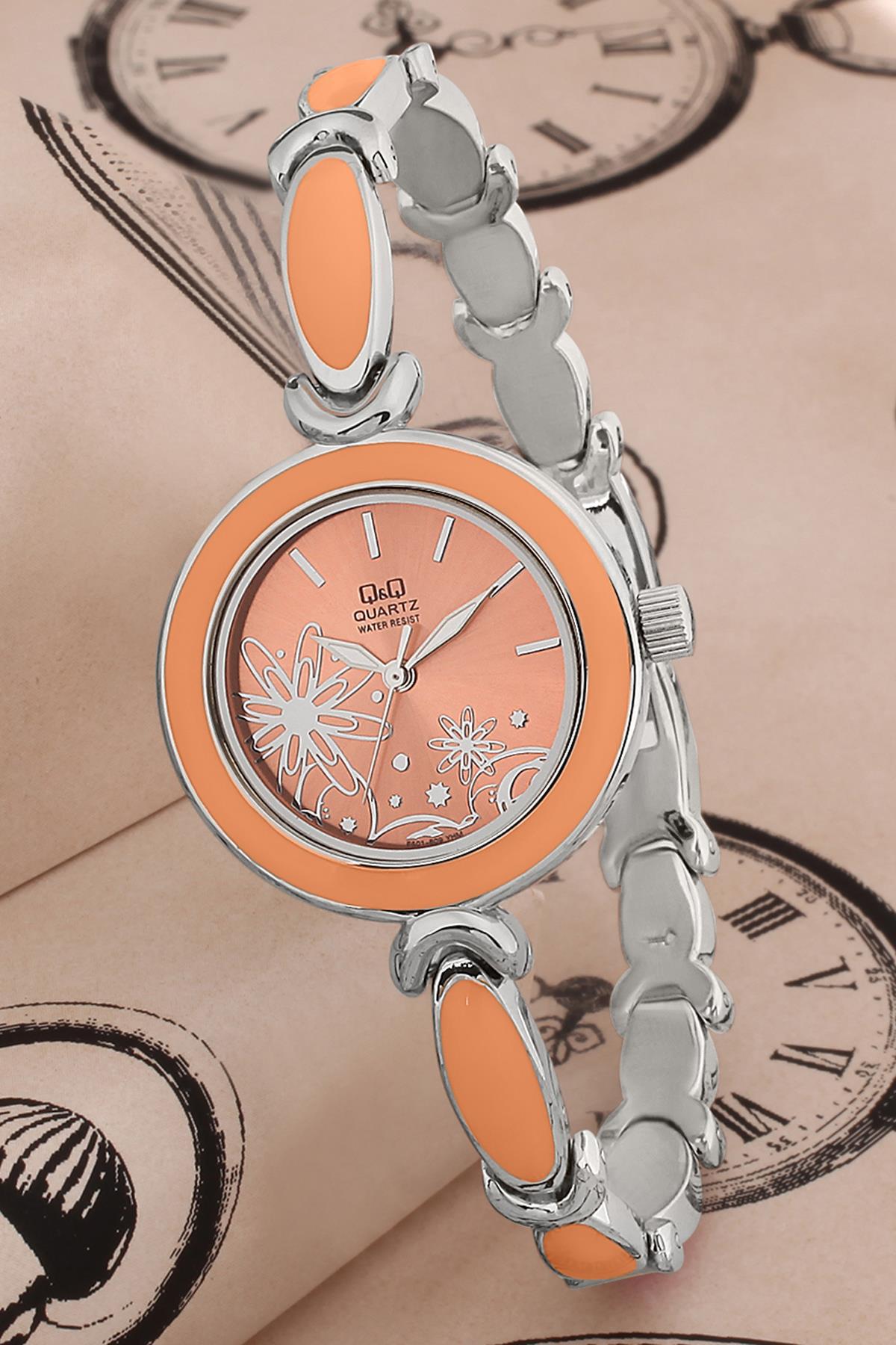 Q&Q 3G512 36 mm Turuncu Metal Kordon Analog Kadın Kol Saati