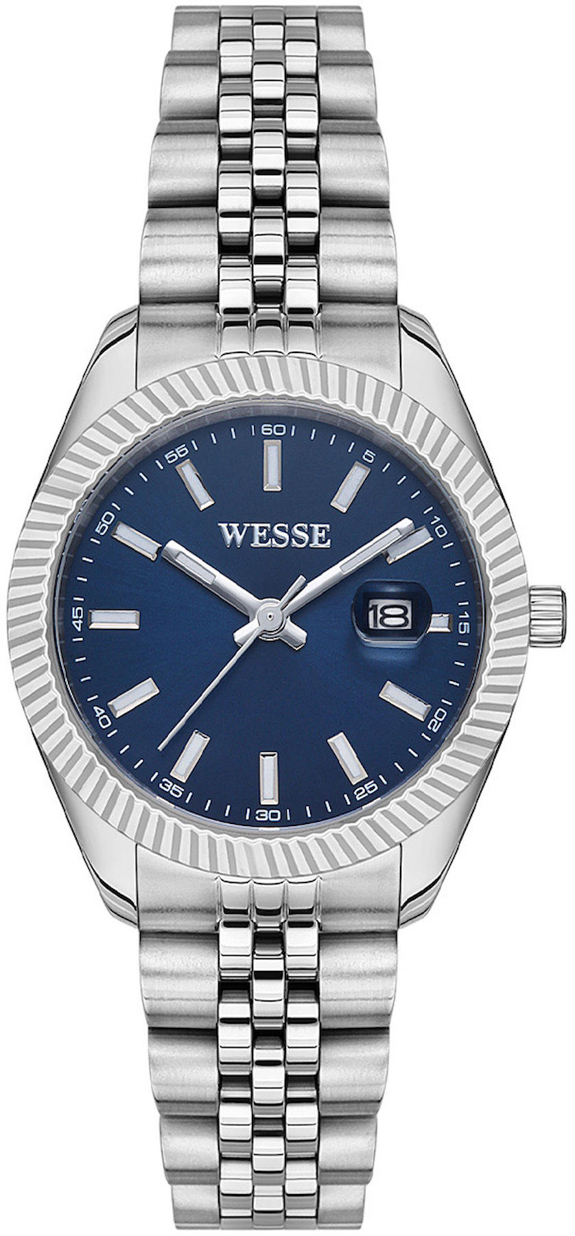 Wesse WWL111504 Takvimli 34 mm Gri Çelik Kordon Analog Kadın Kol Saati