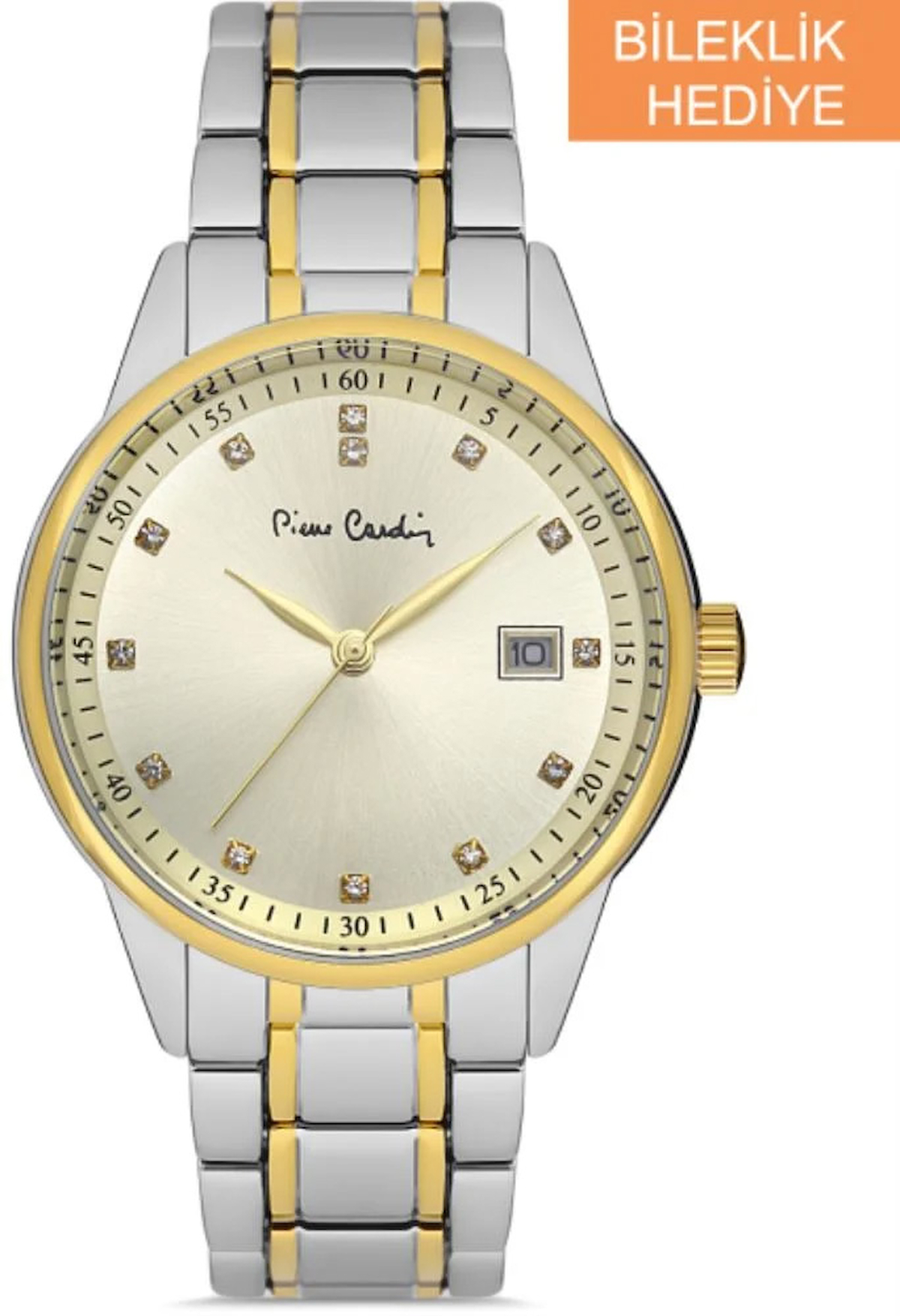Pierre Cardin PC800602F06 Takvimli 36 mm Altın-Gri Metal Kordon Analog Kadın Kol Saati