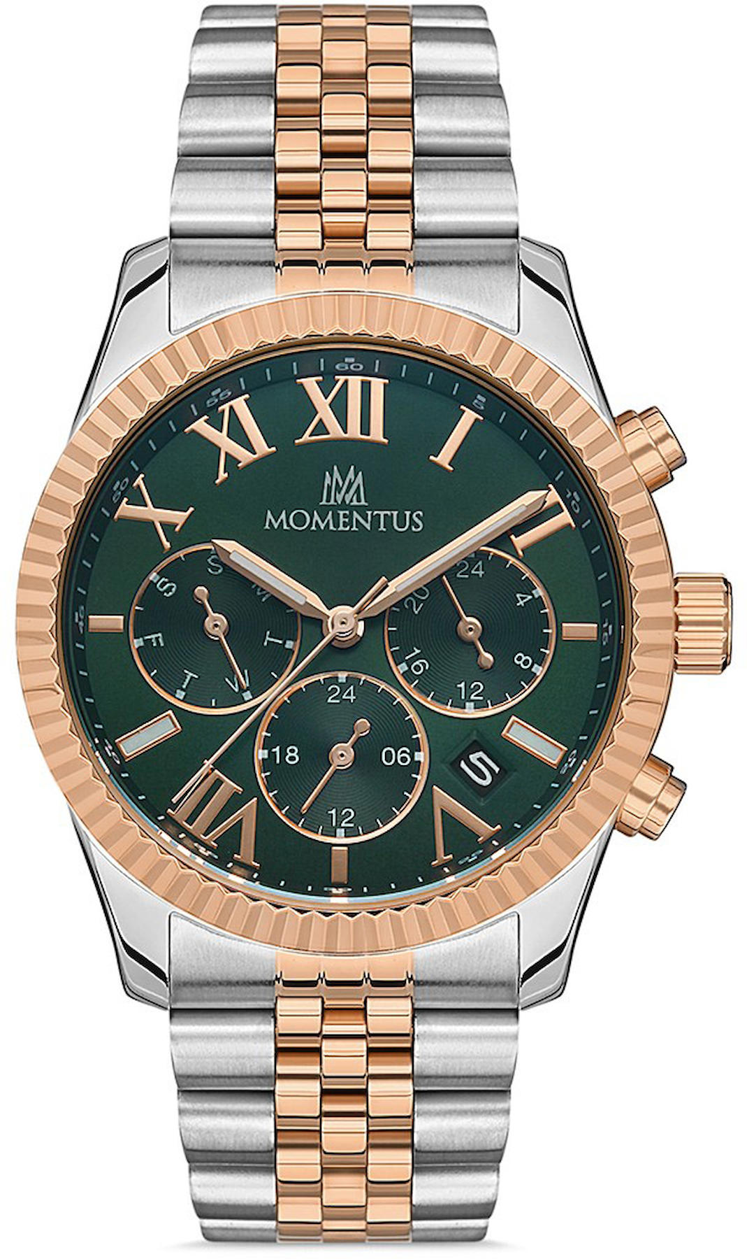 Momentus CW128T-15SR Takvimli 38 mm Gri-Rose Gold Çelik Kordon Analog Kadın Kol Saati
