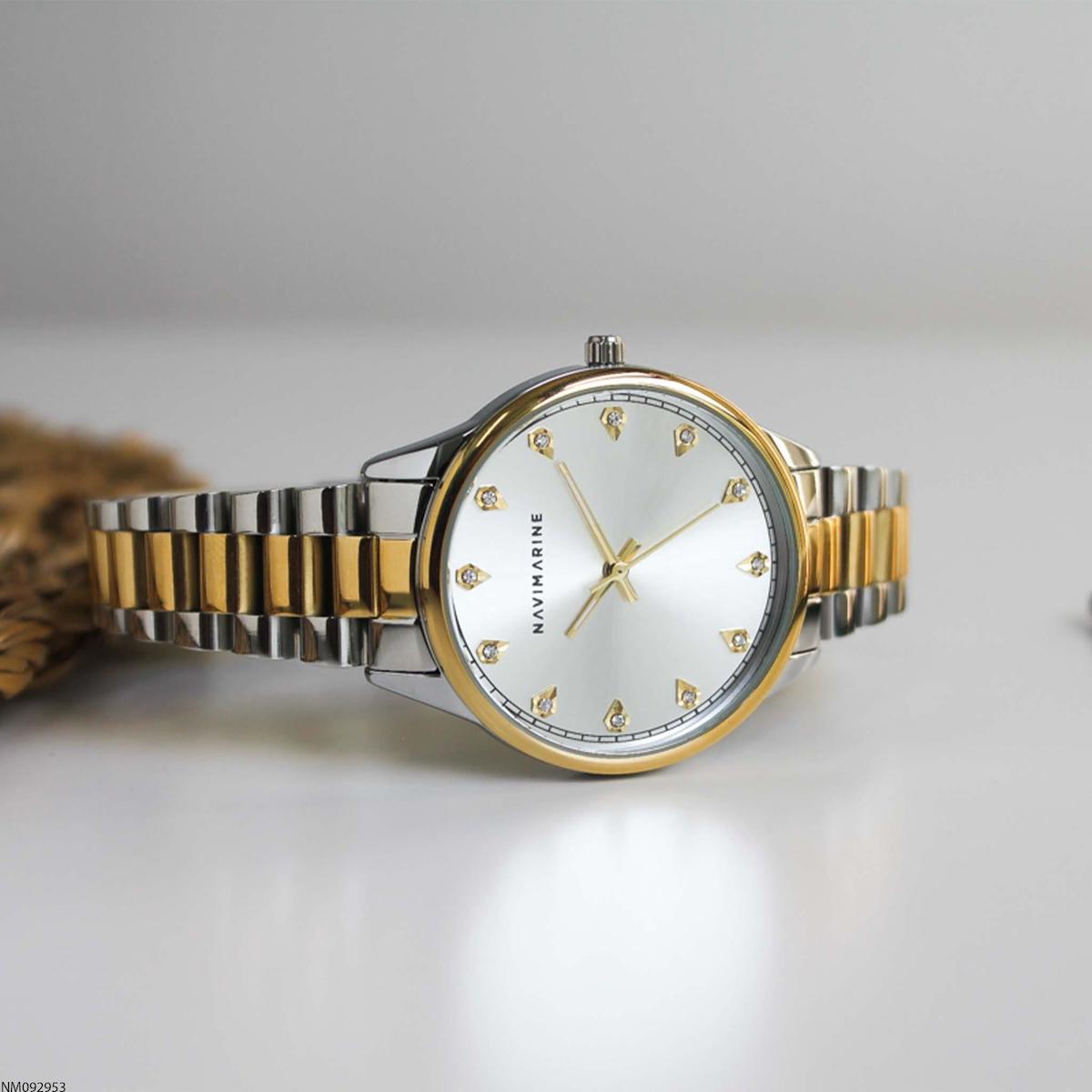 Navimarine NM092953 35 mm Altın-Gri Çelik Kordon Analog Kadın Kol Saati