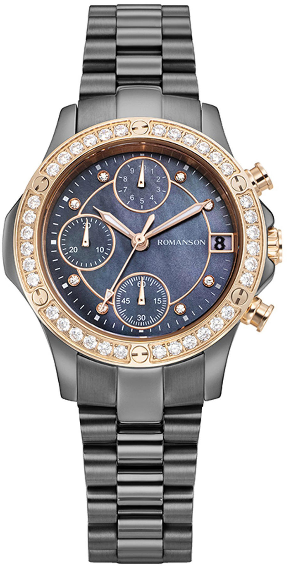 Romanson RM7000QLBKM36R Takvimli 32 mm Siyah Çelik Kordon Analog Kadın Kol Saati