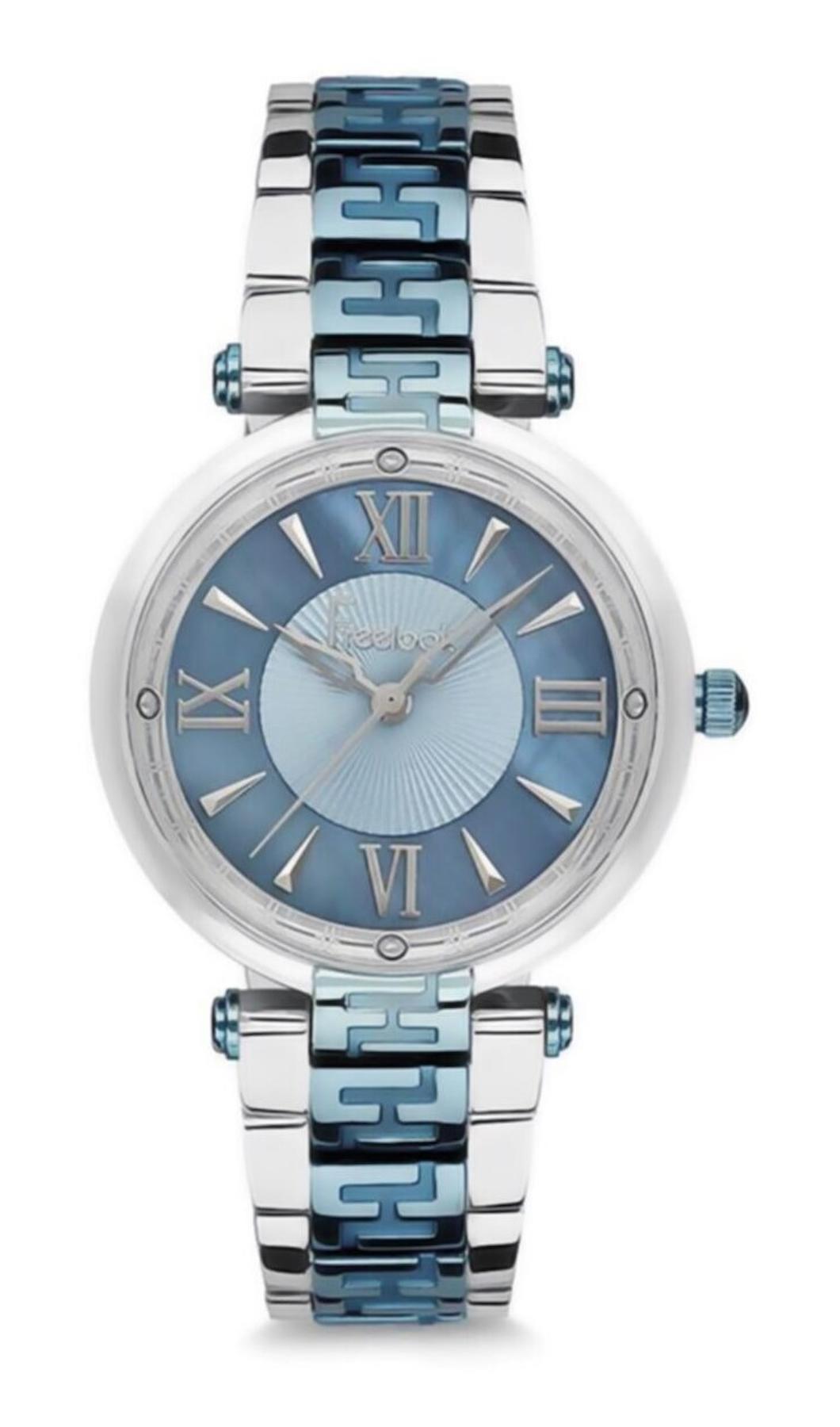 Freelook F.8.1026.08 34 mm Gri-Mavi Çelik Kordon Analog Kadın Kol Saati