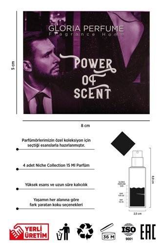 Gloria Perfume Power Of Scent Niche 4 Parça Mini Unisex Parfüm Seti EDP
