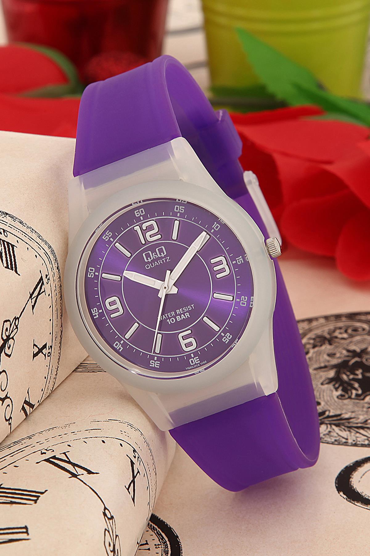 Q&Q 3P392 36 mm Mor Silikon Kordon Analog Kadın Kol Saati