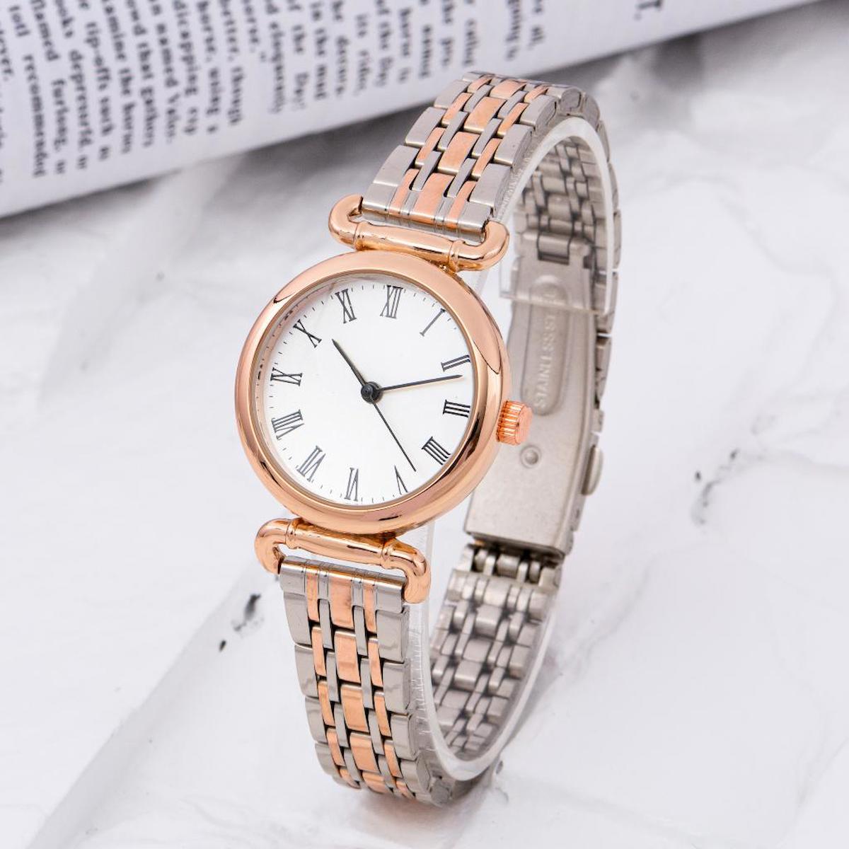 Oleydi 30 mm Gri-Rose Gold Çelik Kordon Analog Kadın Kol Saati