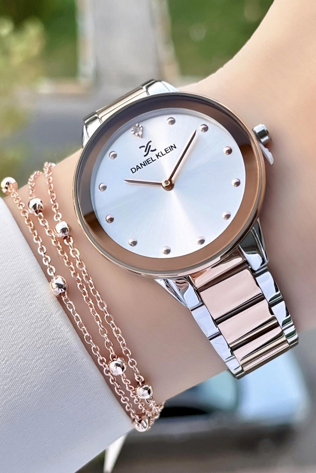 Daniel Klein DKISTE766 35 mm Gri-Rose Gold Çelik Kordon Analog Kadın Kol Saati