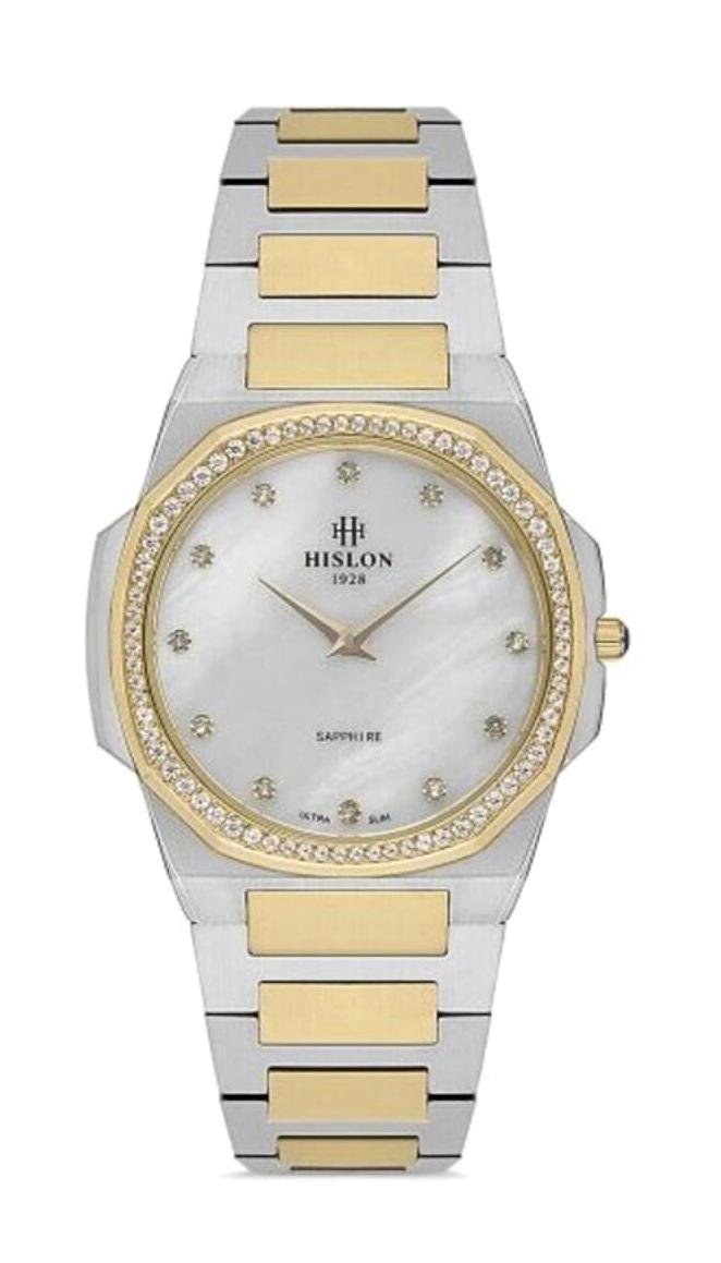 Hislon QL127T-09SG 32 mm Altın-Gri Çelik Kordon Analog Kadın Kol Saati