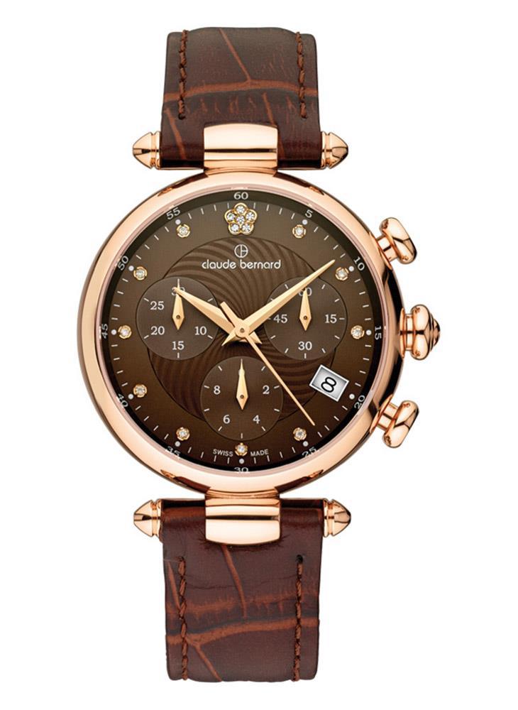 Claude Bernard CB.10215 Takvimli 35 mm Kahverengi Deri Kordon Analog Kadın Kol Saati