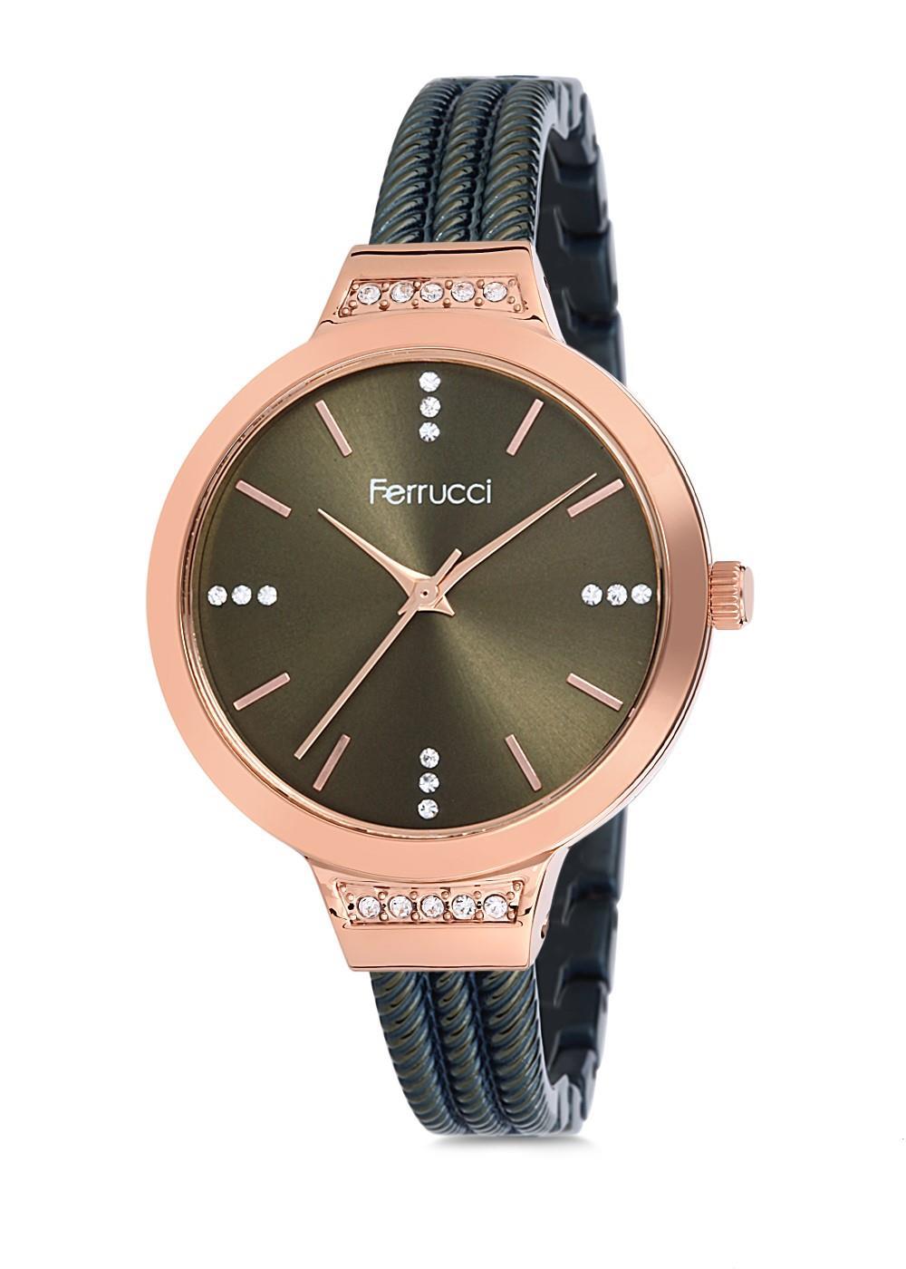 Ferrucci 9FM2148 38 mm Siyah Çelik-Hasır Kordon Analog Kadın Kol Saati