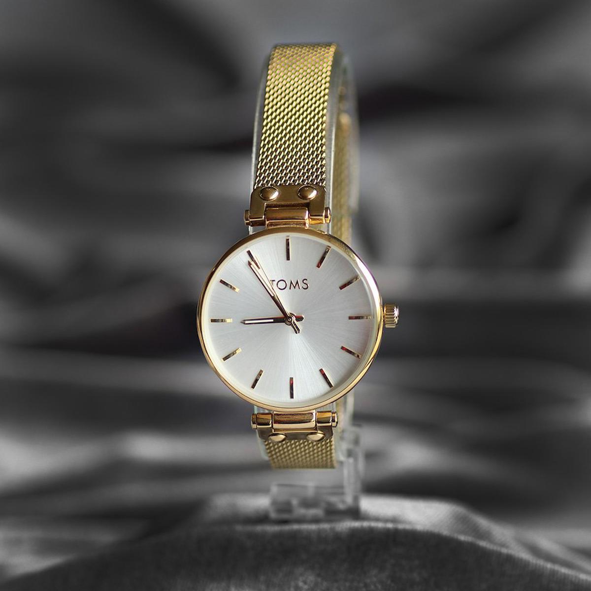 Toms TH-81895CWT 33 mm Altın Hasır Kordon Analog Kadın Kol Saati