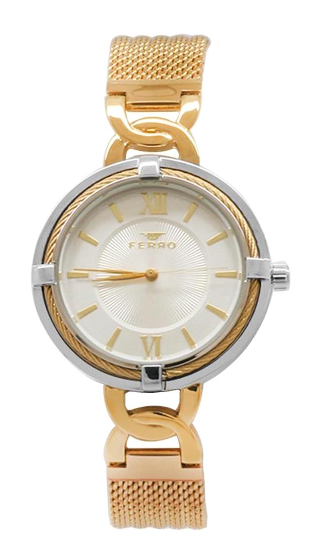 Ferro TH-F21092C-E 36 mm Rose Gold Hasır Kordon Analog Kadın Kol Saati