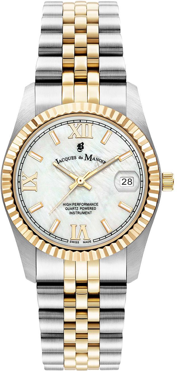 Jacques Du Manoir JWL01303 Takvimli 34 mm Altın-Gri Çelik Kordon Analog Kadın Kol Saati