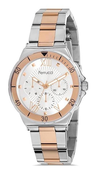 Ferrucci 36-40 mm Gri-Rose Gold Çelik Kordon Analog Kadın Kol Saati