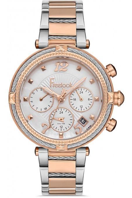 Freelook FL.1.10276.4 Takvimli 37 mm Altın-Gri Çelik Kordon Analog Kadın Kol Saati
