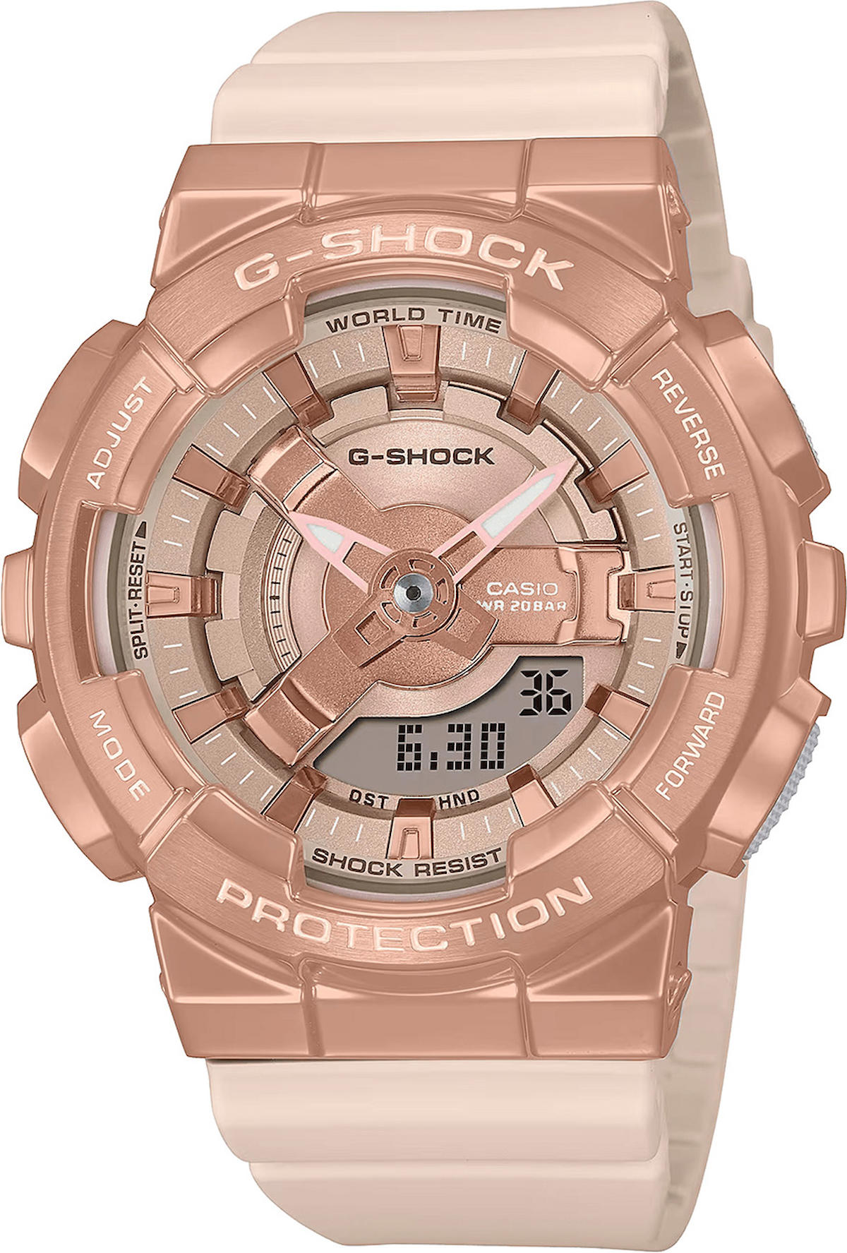Casio GM-S110PG-4A Takvimli 42 mm Toz Pembe Silikon Kordon Analog Kadın Kol Saati