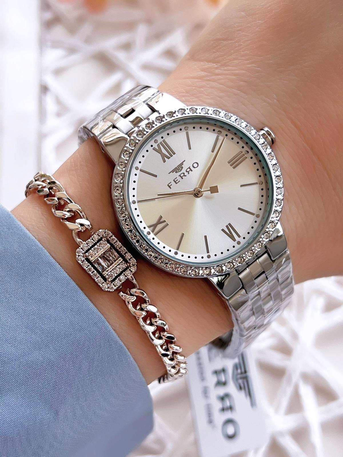 Ferro EFL40102A 36 mm Gri Çelik Kordon Analog Kadın Kol Saati