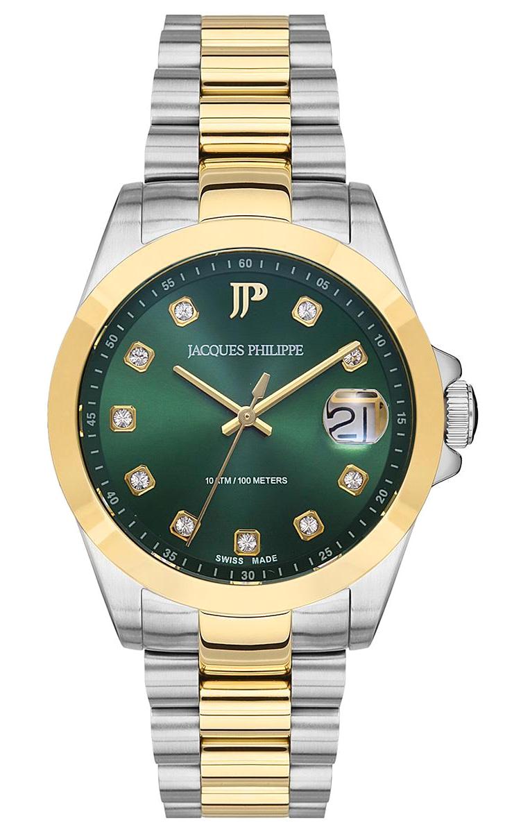 Jacques Philippe JPQLS3473X8 Takvimli 34 mm Altın-Gri Çelik Kordon Analog Kadın Kol Saati