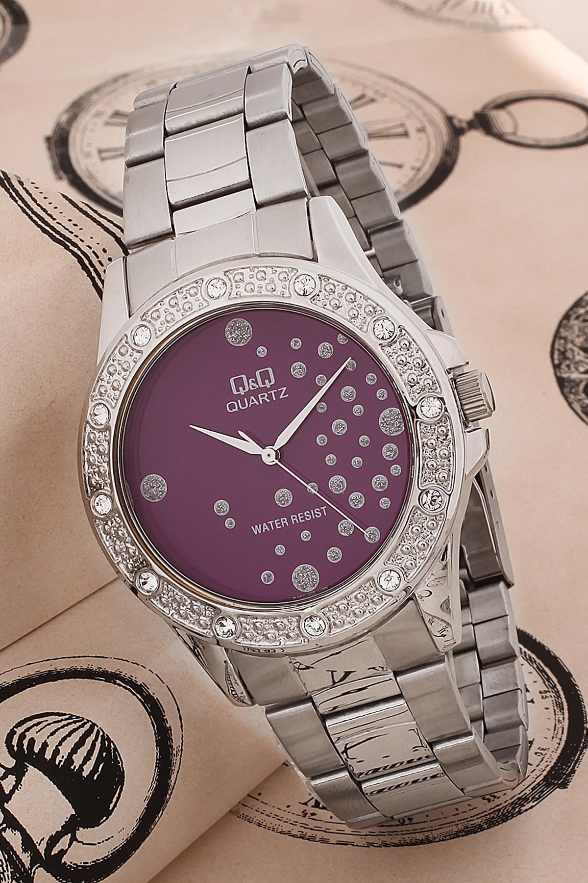 Q&Q 3G565 36 mm Gri Metal Kordon Analog Kadın Kol Saati