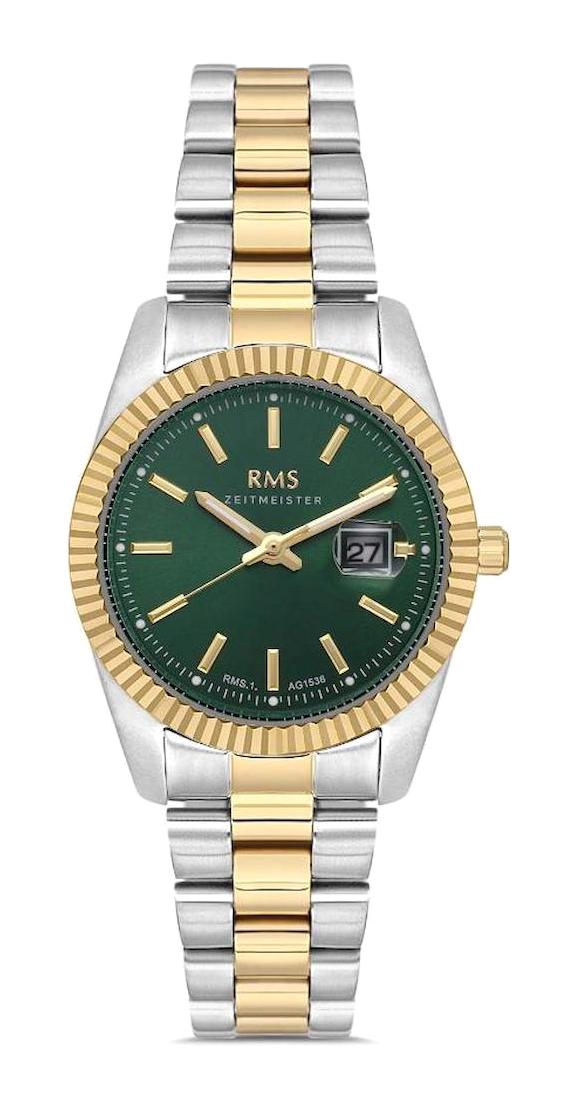 Romanson RMS.1.AG1536.06 Takvimli 30 mm Altın-Gri Çelik Kordon Analog Kadın Kol Saati