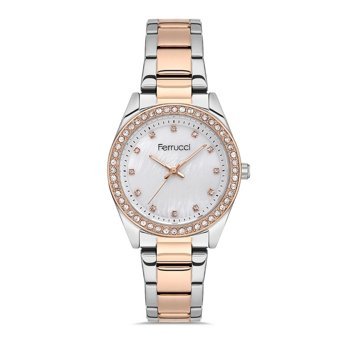 Ferrucci FRC.03246M.02 35 mm Gri-Rose Gold Çelik Kordon Analog Kadın Kol Saati