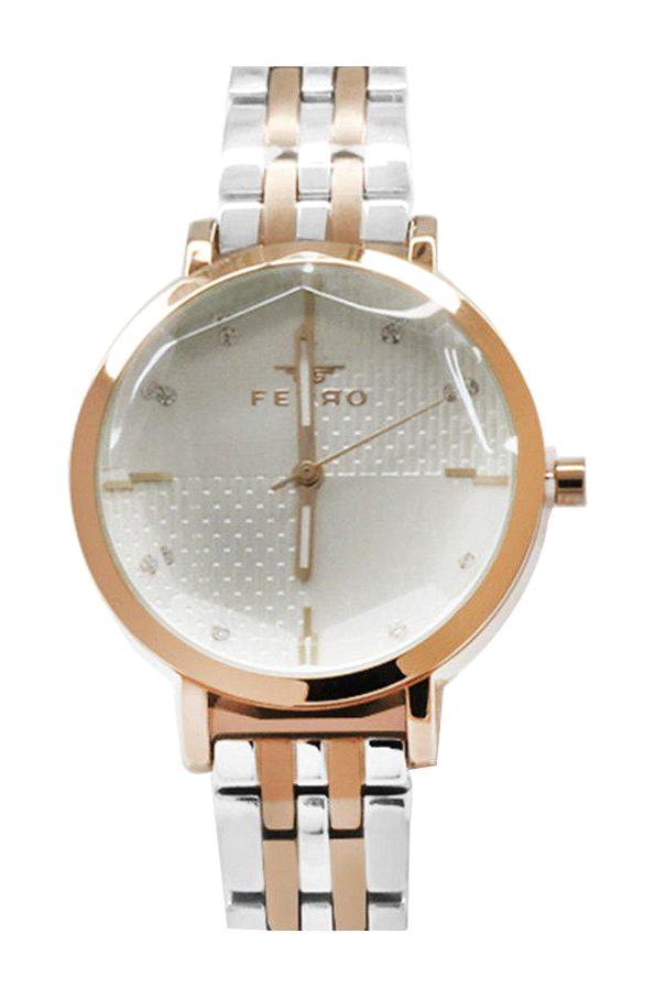 Ferro TH-FL21252A-E 41 mm Gri-Rose Gold Çelik Kordon Analog Kadın Kol Saati