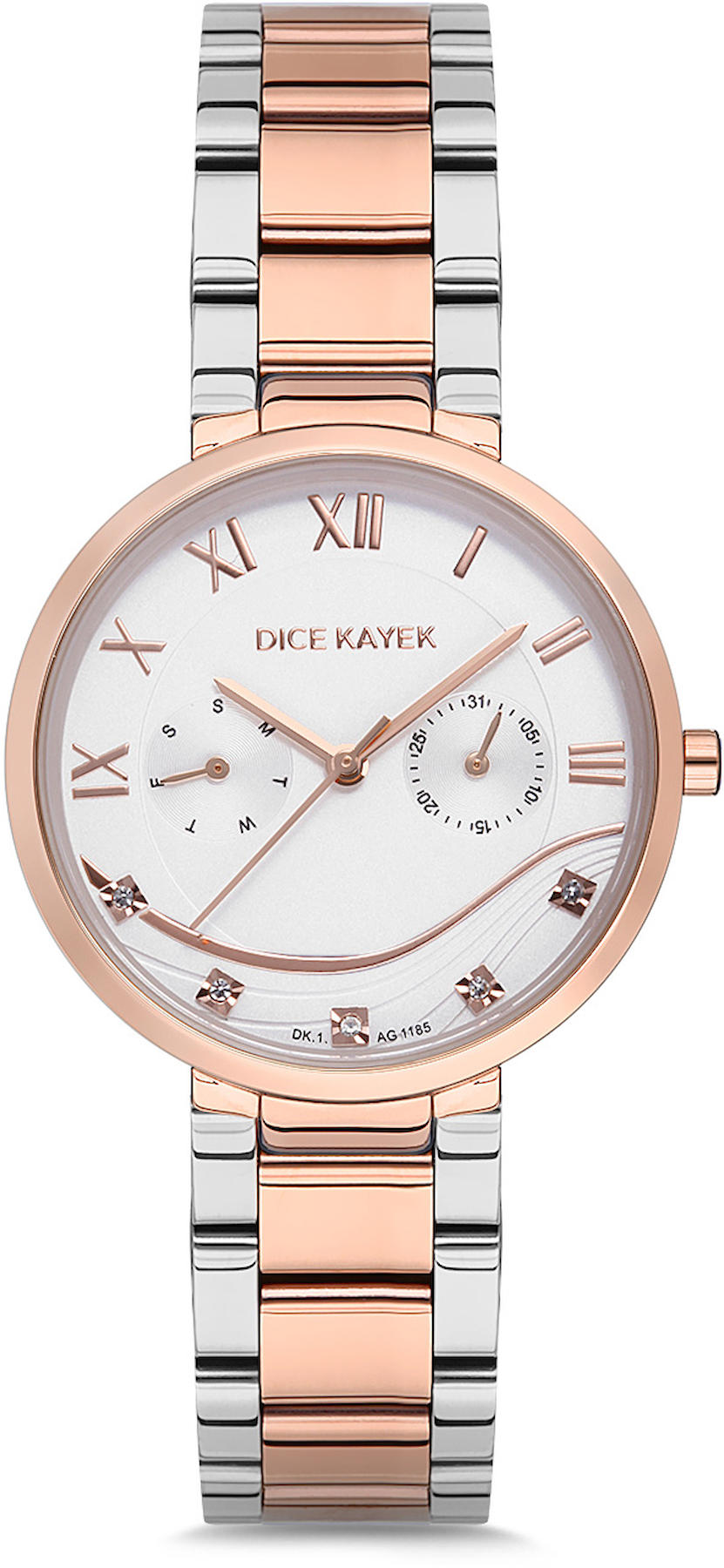 Dice Kayek DK.1.AG1185.08 36 mm Gri-Rose Gold Metal Kordon Analog Kadın Kol Saati