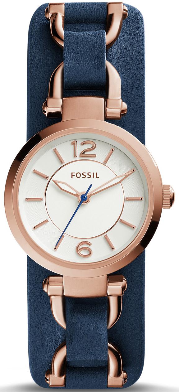 Fossil ES3857 30 mm Lacivert-Rose Gold Deri Kordon Analog Kadın Kol Saati