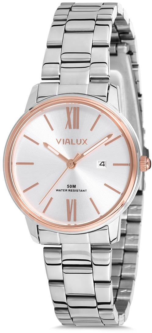 Vialux AJ514T-02SR Takvimli 31 mm Gri Çelik Kordon Analog Kadın Kol Saati