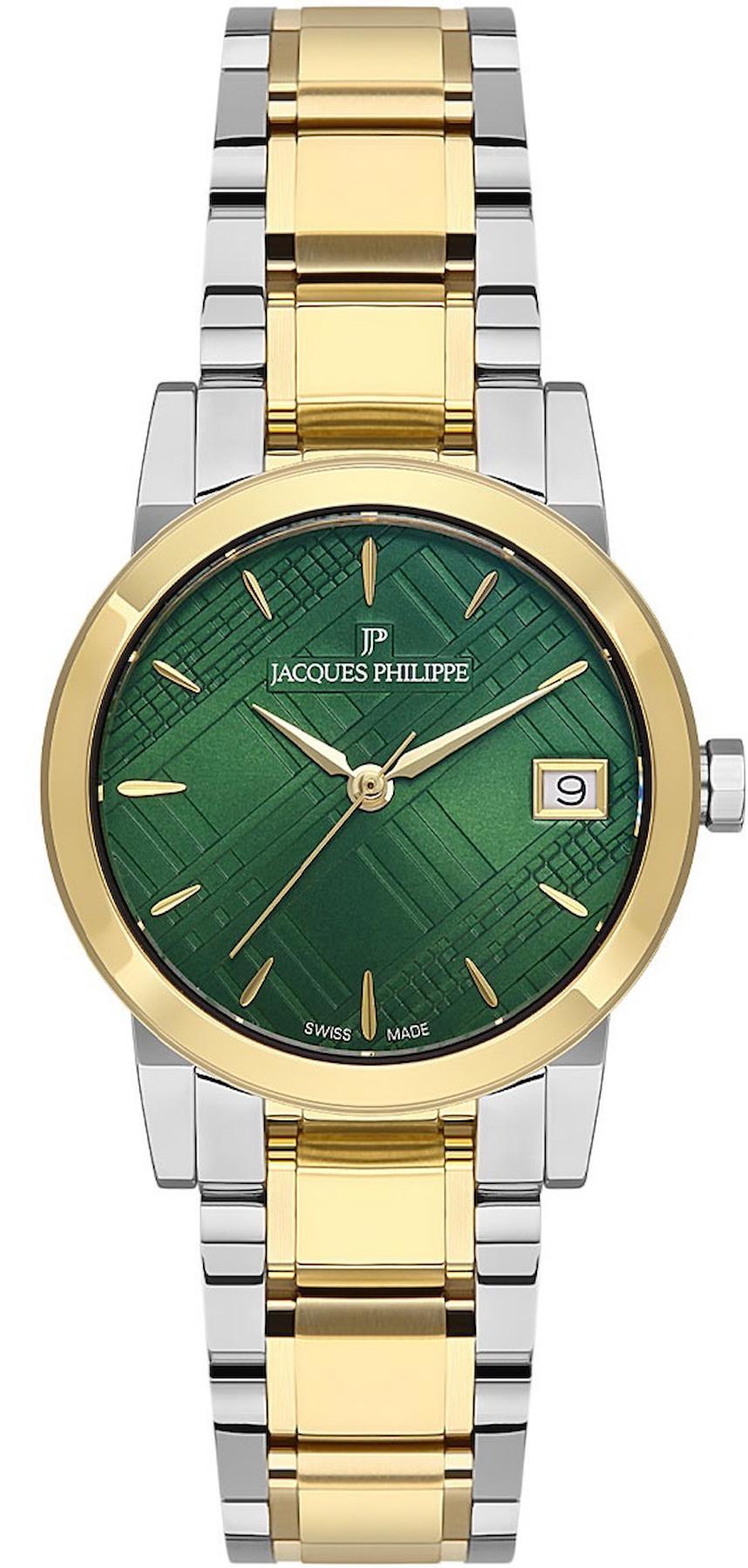 Jacques Philippe JPQLS3173X8 Takvimli 30 mm Altın-Gri Çelik Kordon Analog Kadın Kol Saati