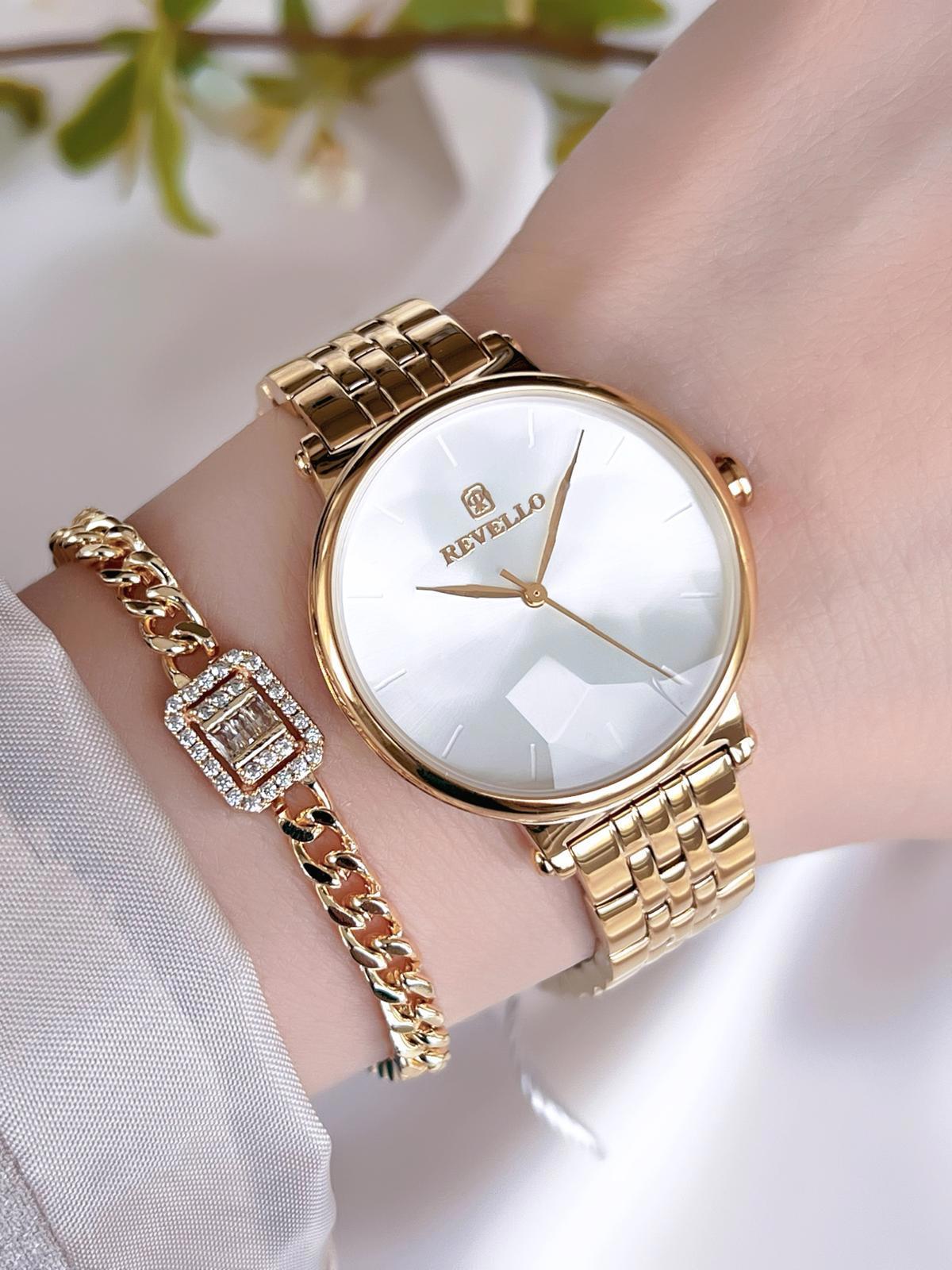 Revello WRİSTWATCH.21.1861L02 34 mm Altın Çelik Kordon Analog Kadın Kol Saati