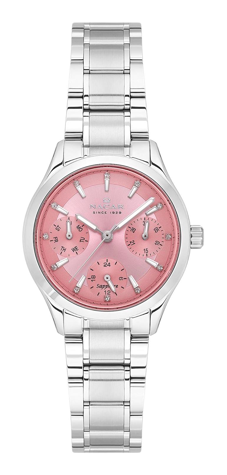 Nacar 33398316-ARM Takvimli 31 mm Gri Metal Kordon Analog Kadın Kol Saati