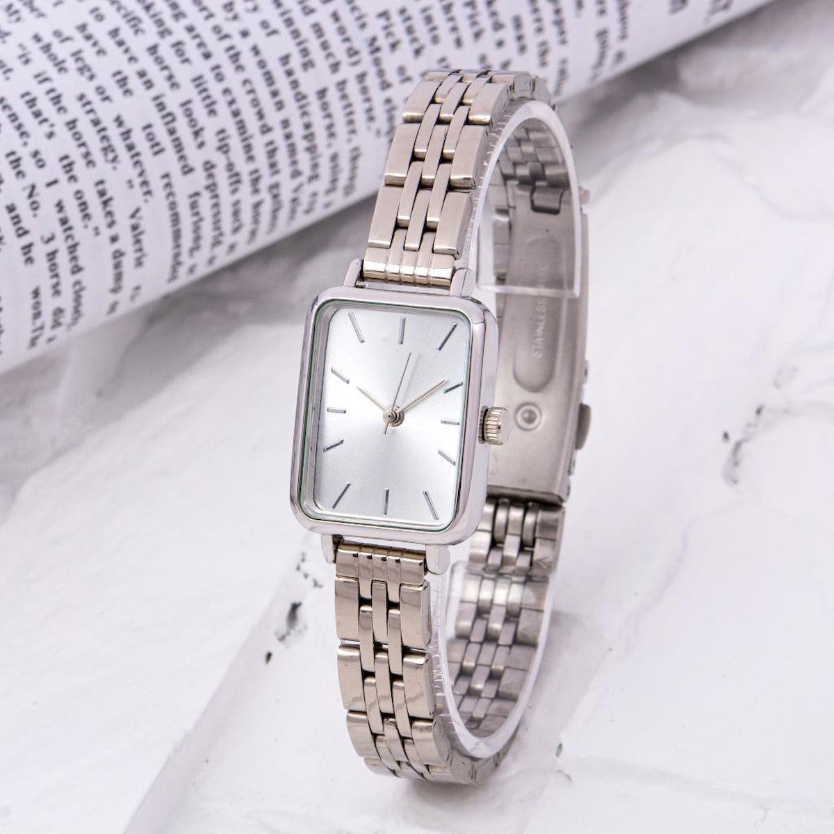 Oleydi 20 mm Gri Çelik Kordon Analog Kadın Kol Saati