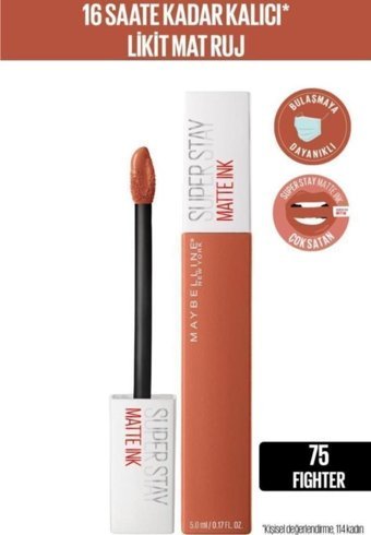 Maybelline New York Super Stay 75 Fighter Mat Likit Fırçalı Ruj