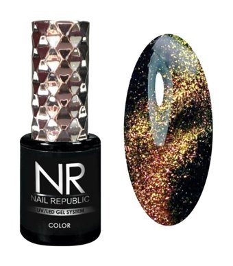 Nail Republic Kedi Gözü 42 Siyah-Turuncu Hologram Kalıcı Simli Oje