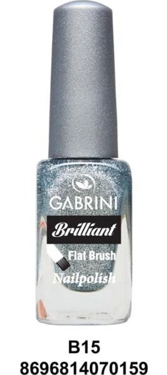 Gabrini Flat Brush B15 Gri Işıltılı Simli Oje