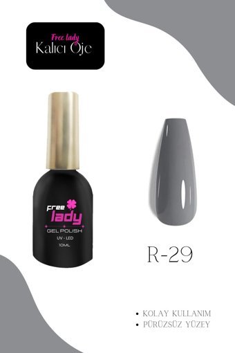 Freelady R-29 Gri - Koyu Gri Parlak Kalıcı Oje