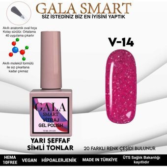 Gala Smart Vitraj V14 Mor Işıltılı Kalıcı Simli Oje