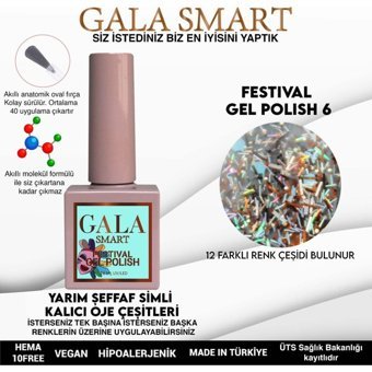 Gala Smart Festival F6 Çok Renkli Işıltılı Kalıcı Simli Oje