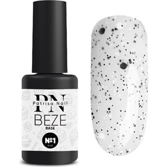 Patrisa Nail Beze Base 1 Beyaz - Siyah Işıltılı Kalıcı Simli Oje
