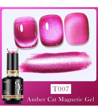 Born Pretty Cat Eye T007 Pembe Işıltılı Kalıcı Simli Oje