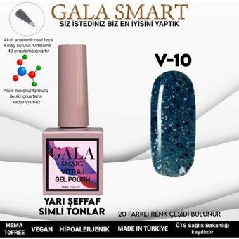 Gala Smart Vitraj V10 Lacivert Işıltılı Kalıcı Simli Oje